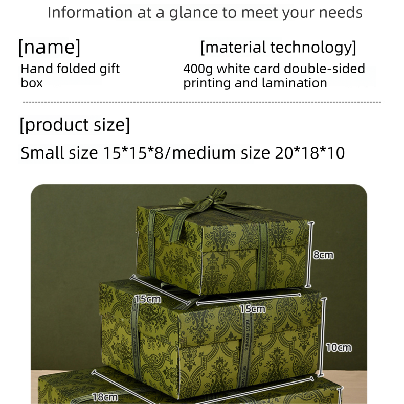 3 piece medium size Green Gift Box Set with Gift Bag & Raffia Fill - Premium view 2