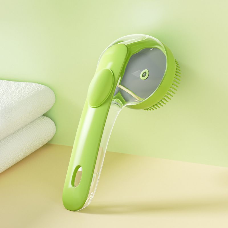 Green Pet Silicone Bath Brush with Shampoo Dispenser - Leak-Proof One-Touch
