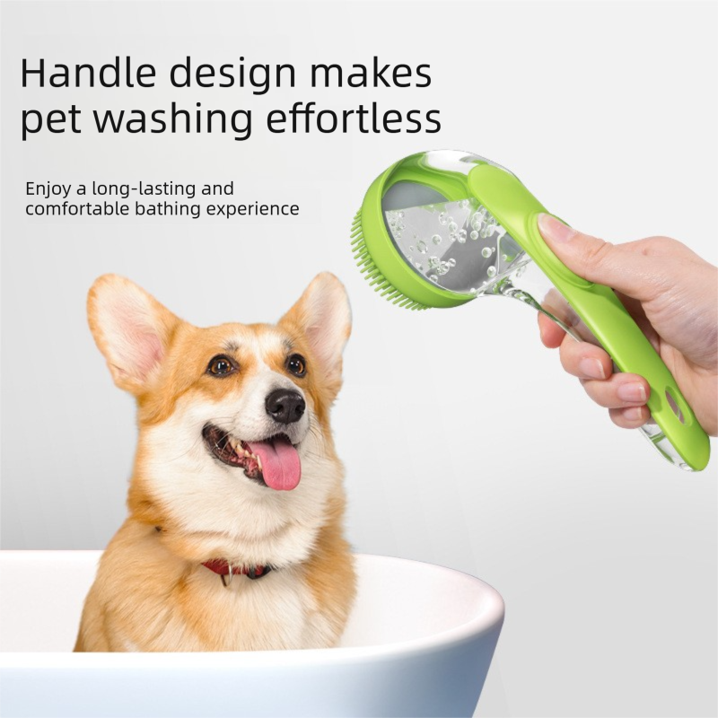 Blue Pet Silicone Bath Brush with Shampoo Dispenser - Leak-Proof One-Touch view 4