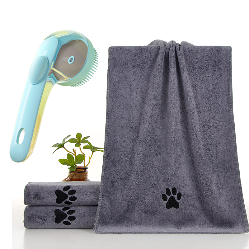 2-Piece Pet Cleaning Set - Blue Silicone Bath Brush with Liquid Dispenser and
