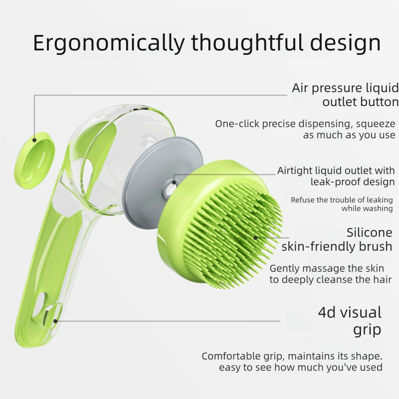2-Piece Pet Cleaning Set - Blue Silicone Bath Brush with Liquid Dispenser and view 3