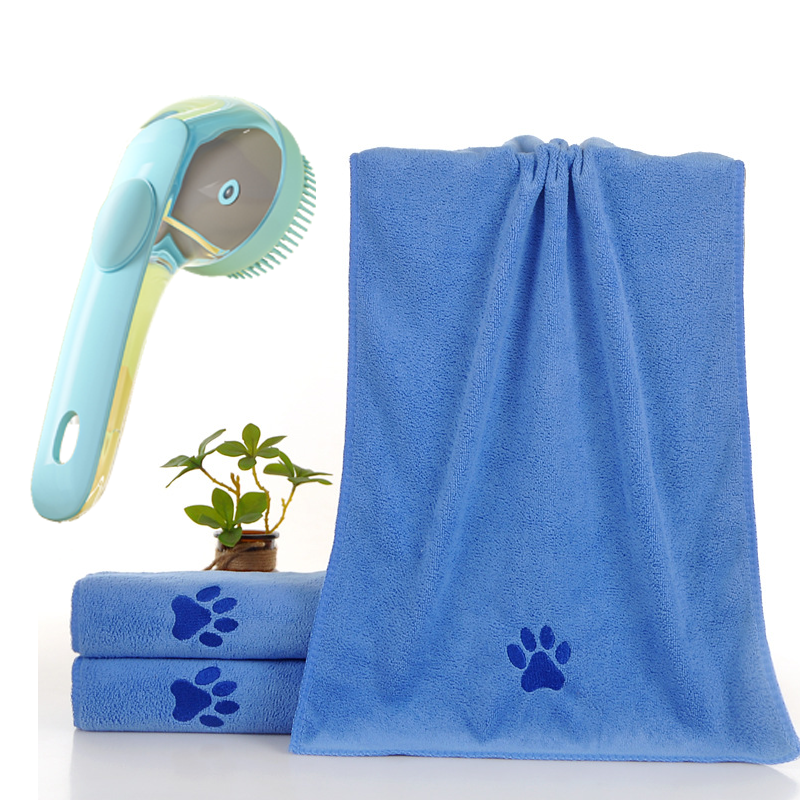 2-Piece Pet Cleaning Set - Blue Silicone Bath Brush with Liquid Dispenser and