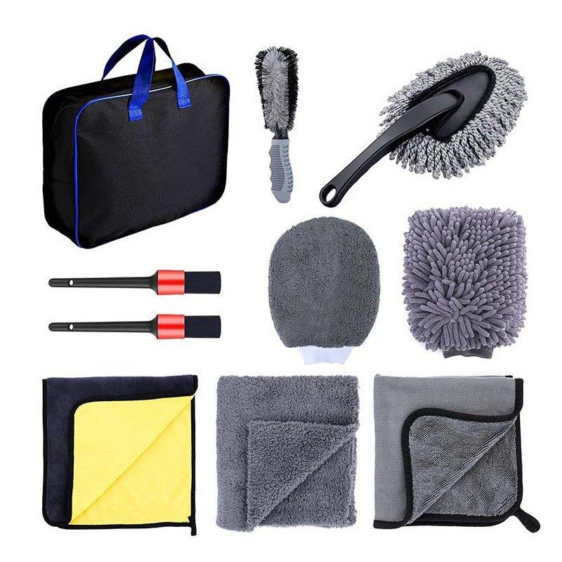 10 Piece Car Cleaning Kit Set - Microfibre Car Wash Accessories Dust Duster