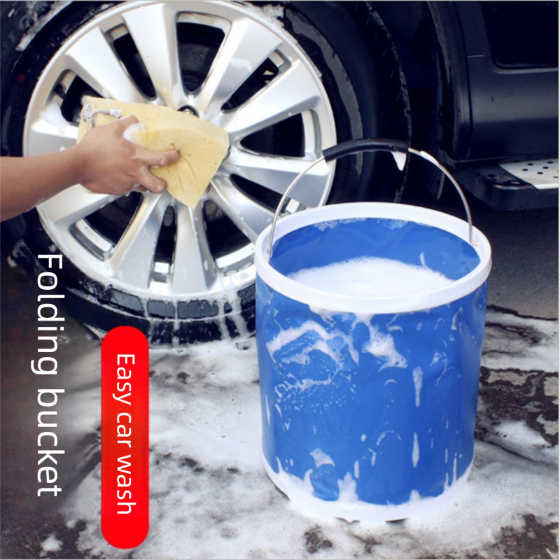 Blue 9L Collapsible Car Wash Bucket - Oxford Fabric Portable Folding Pail with view 3