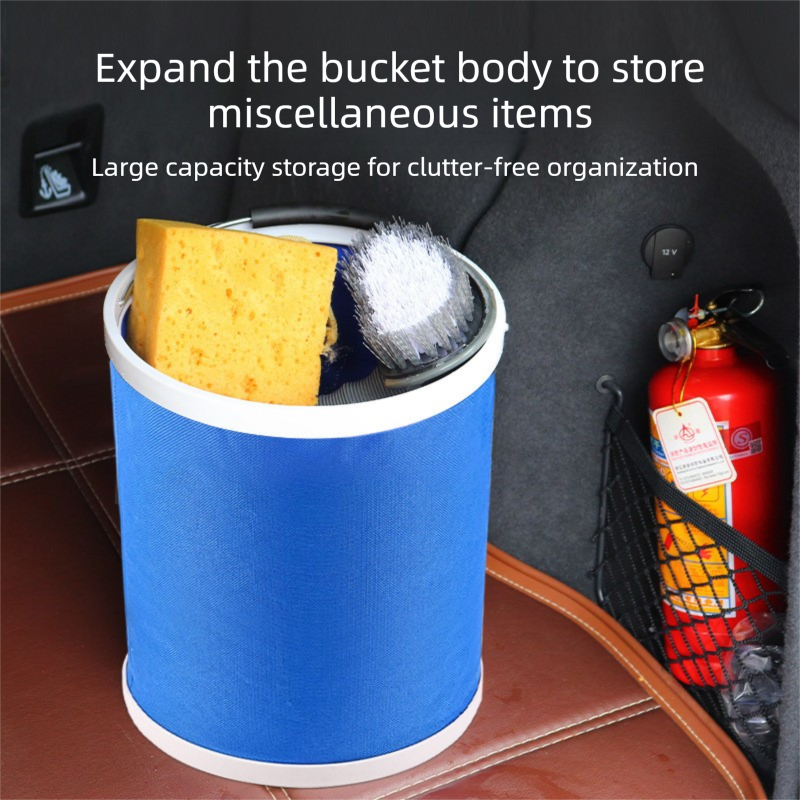 Blue 9L Collapsible Car Wash Bucket - Oxford Fabric Portable Folding Pail with view 5