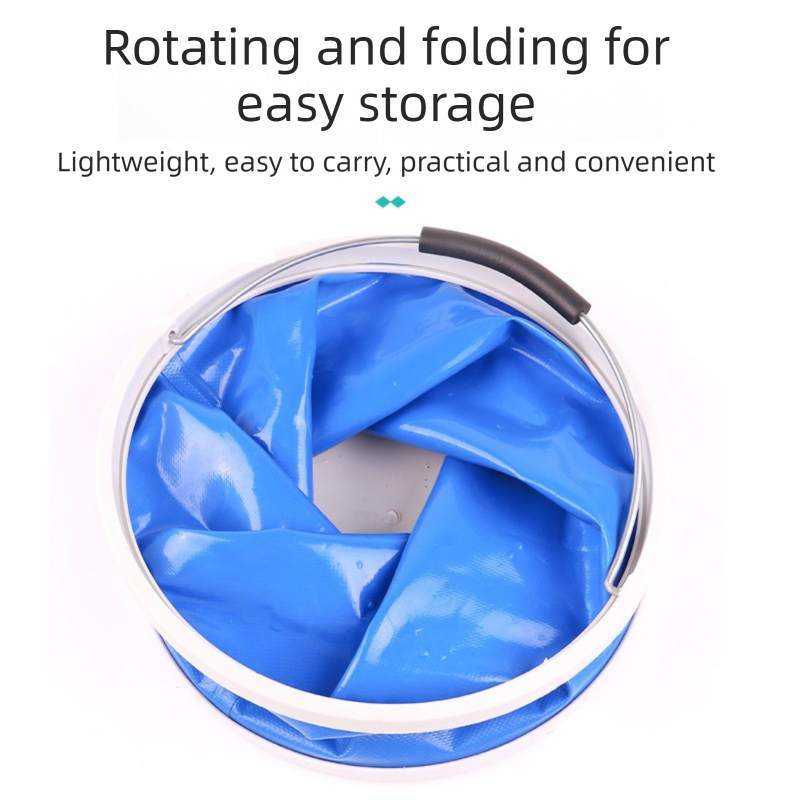 Blue 9L Collapsible Car Wash Bucket - Oxford Fabric Portable Folding Pail with view 6