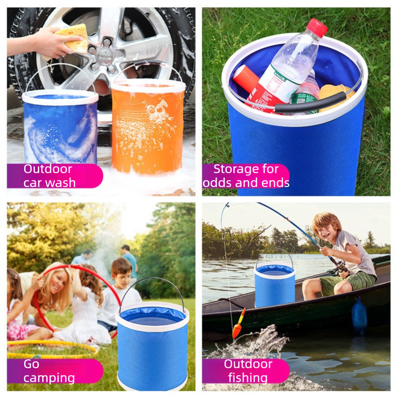 11-Piece Car Wash and Detailing Kit - 9L Blue Collapsible Oxford Fabric Bucket view 9