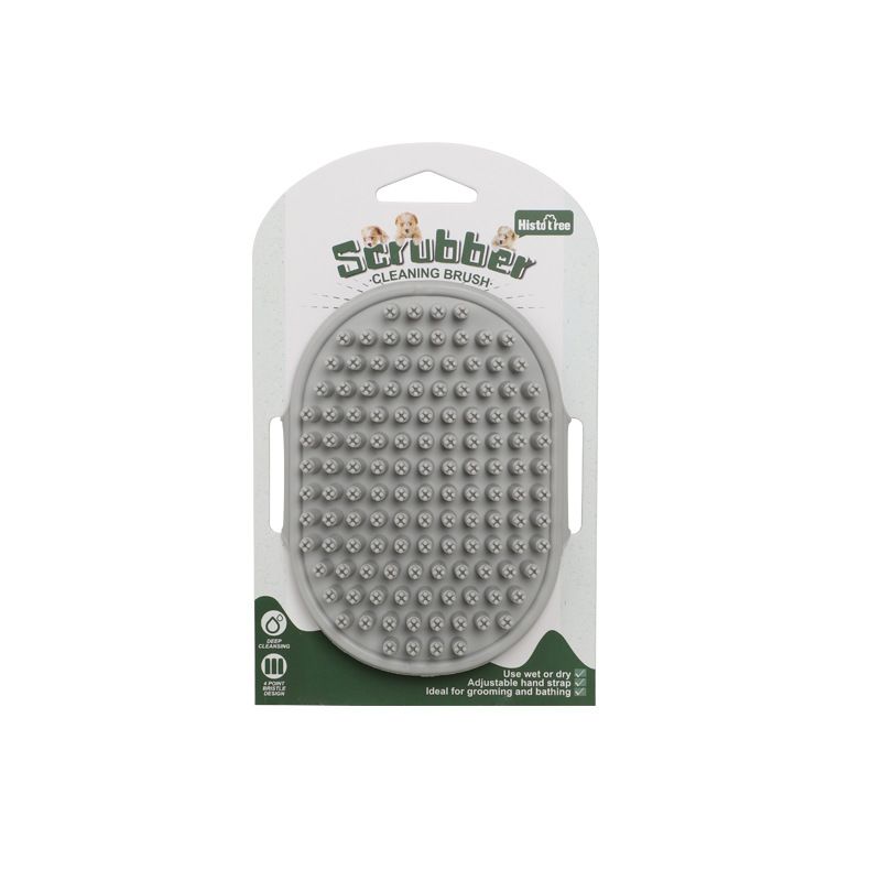 Grey Pet Bath Massage Brush Soft TPR Grooming Brush for Dogs and Cats
