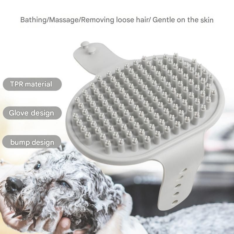 Grey Pet Bath Massage Brush Soft TPR Grooming Brush for Dogs and Cats view 6