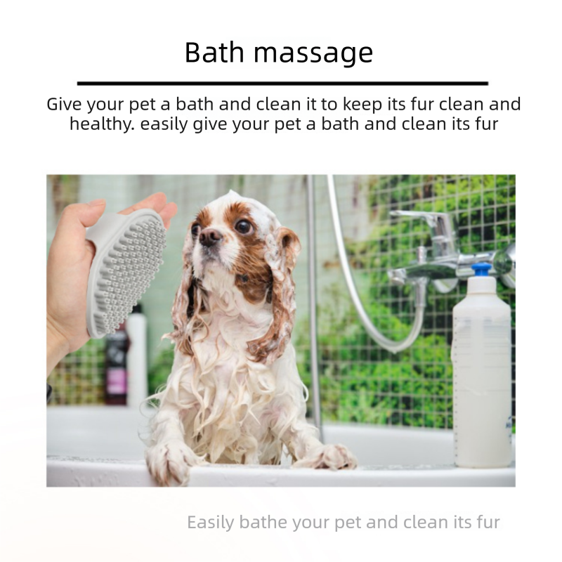 Orange Pet Bath Massage Brush Soft TPR Grooming Brush for Dogs and Cats view 10