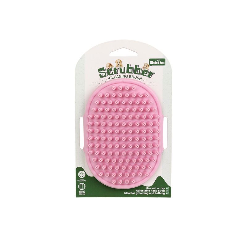 Pink Pet Bath Massage Brush Soft TPR Grooming Brush for Dogs and Cats