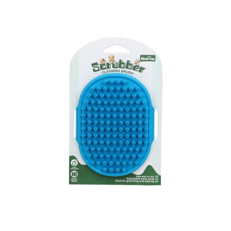 Blue Pet Bath Massage Brush Soft TPR Grooming Brush for Dogs and Cats