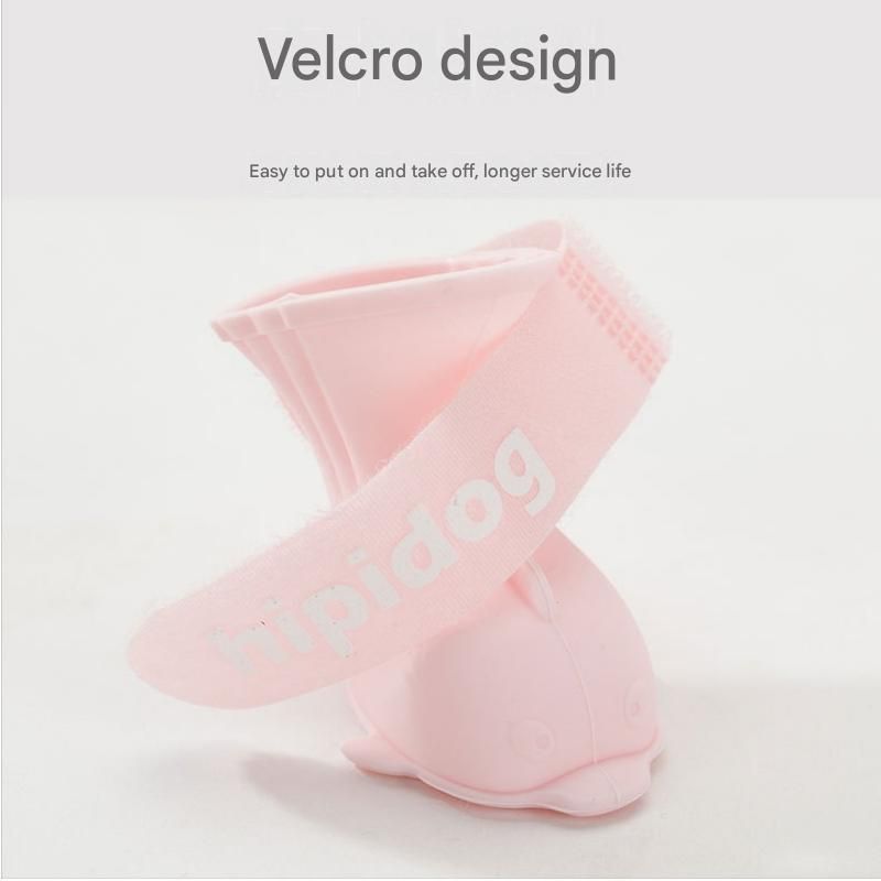 Yellow S size Waterproof Dog Rain Boots Set of 4 - Cartoon Dolphin Design view 3