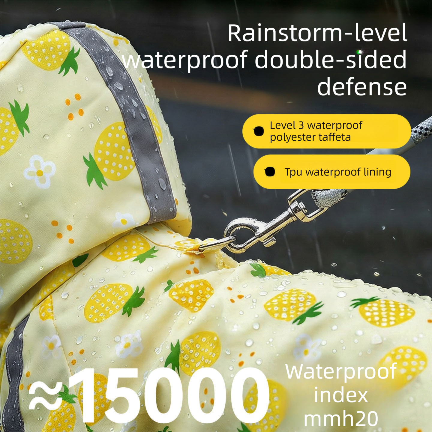 3-piece Dog Rainy Day Care Set with Yellow XL size Waterproof Raincoat view 4