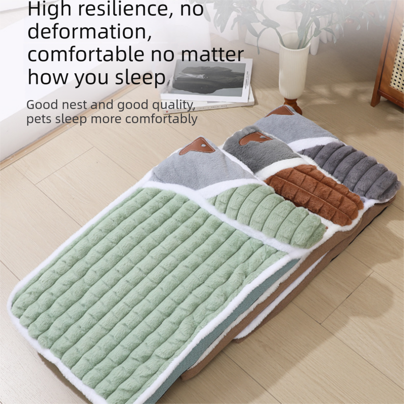 Green S size Luxury Plush Pet Sleeping Mat view 8