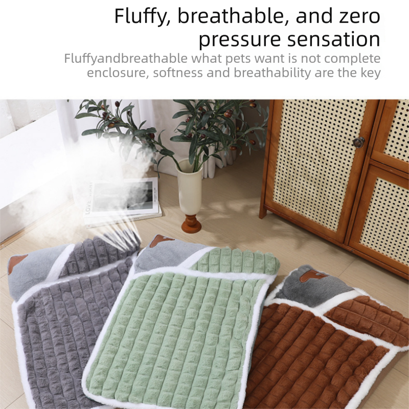 Brown L size Luxury Plush Pet Sleeping Mat view 7