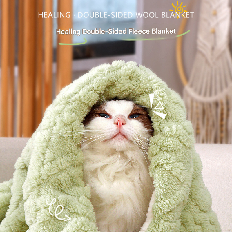 2-piece L size Green Pet Winter Comfort Bundle – 70*55cm Plush Pet Blanket and view 8