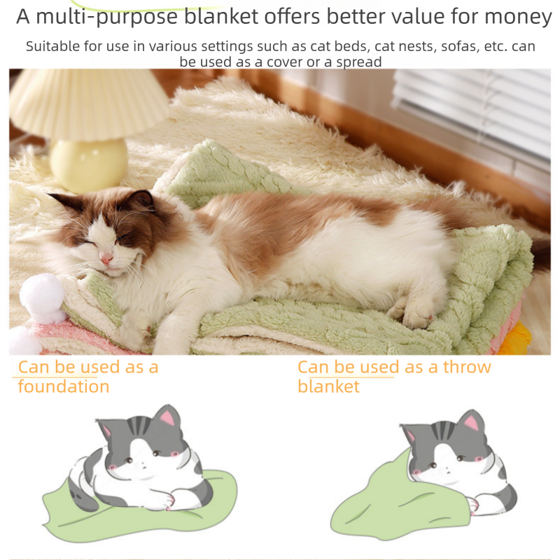 2-piece L size Green Pet Winter Comfort Bundle – 70*55cm Plush Pet Blanket and view 10