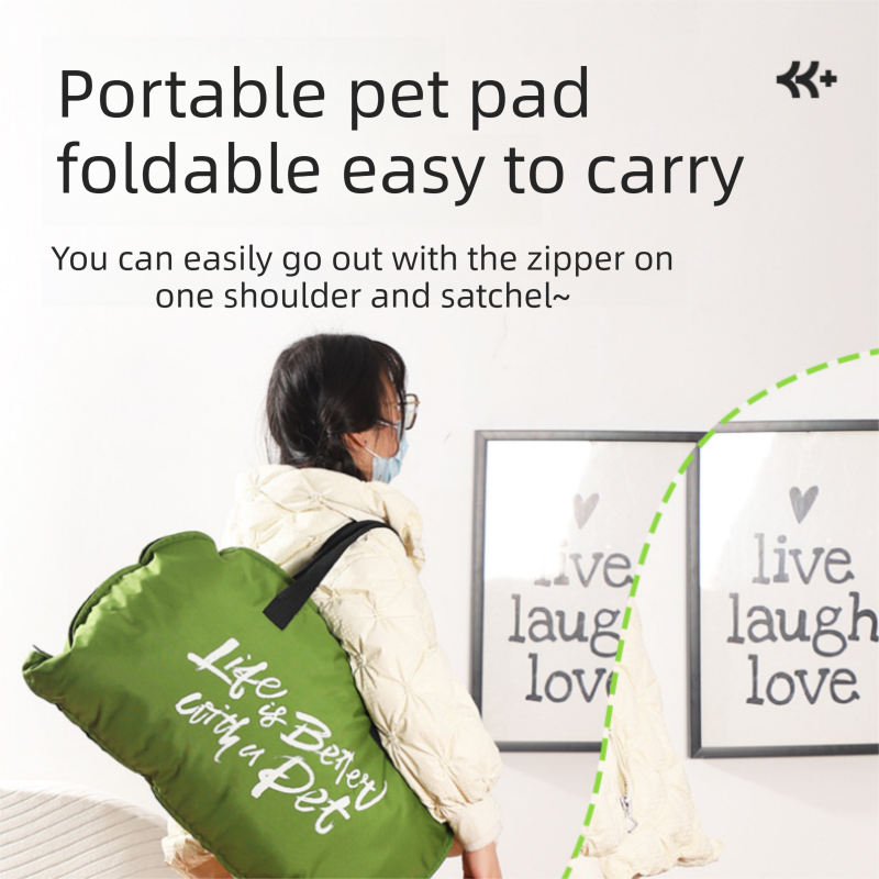 Dark yellow M size Portable Foldable Pet Bed Mat – Waterproof Travel Dog Bed view 3