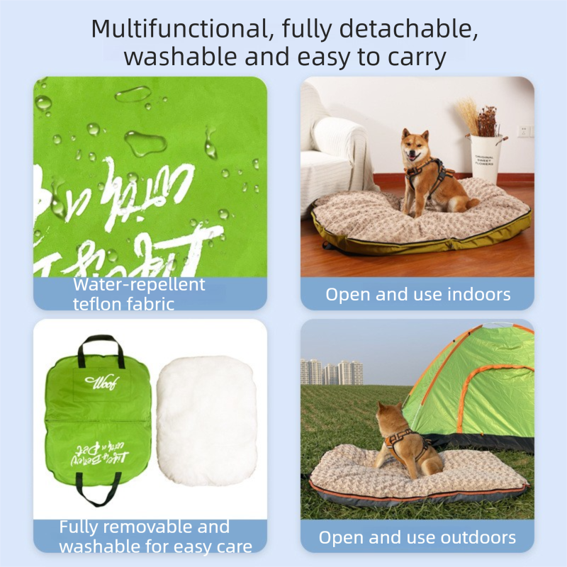 Green M size Portable Foldable Pet Bed Mat – Waterproof Travel Dog Bed and Cat view 4