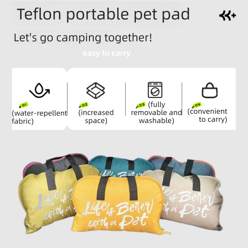 Blue S size Portable Foldable Pet Bed Mat – Waterproof Travel Dog Bed and Cat view 6