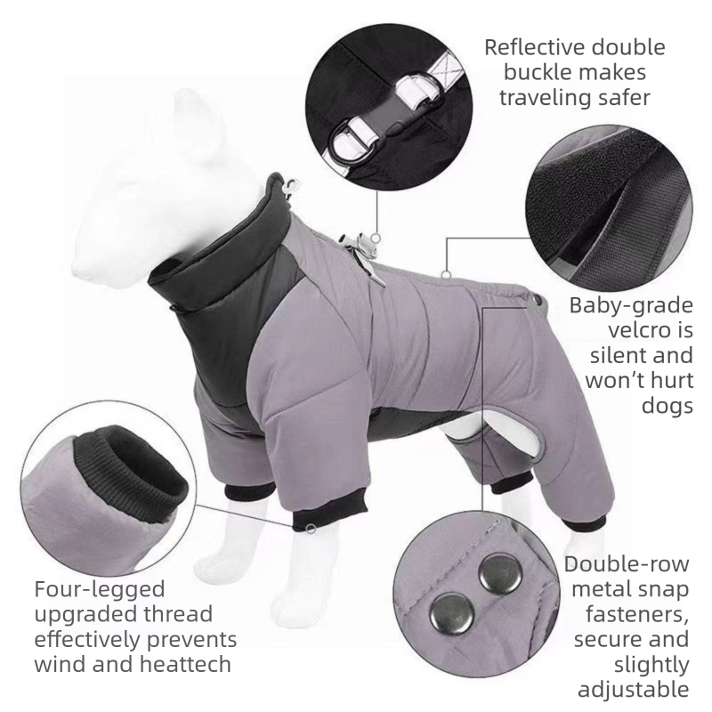 Yellow S size Winter Dog Jumpsuit Coat – Waterproof Four-Leg Pet Jacket with view 6