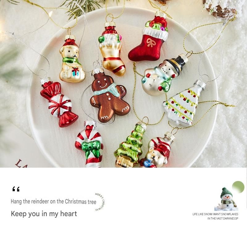 6-piece Christmas Glass Ornament Set – Santa view 2