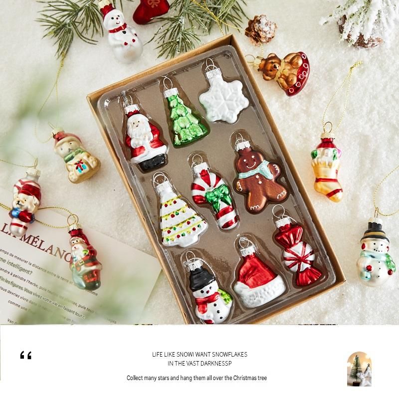 6-piece Christmas Glass Ornament Set – Santa view 3