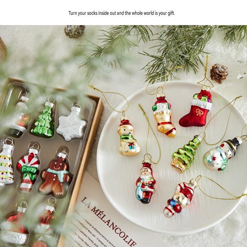 6-piece Christmas Glass Ornament Set – Santa view 4