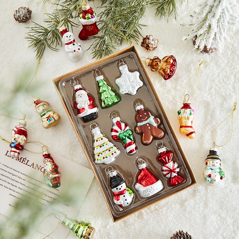 9-piece Christmas Glass Ornament Set – Santa view 6