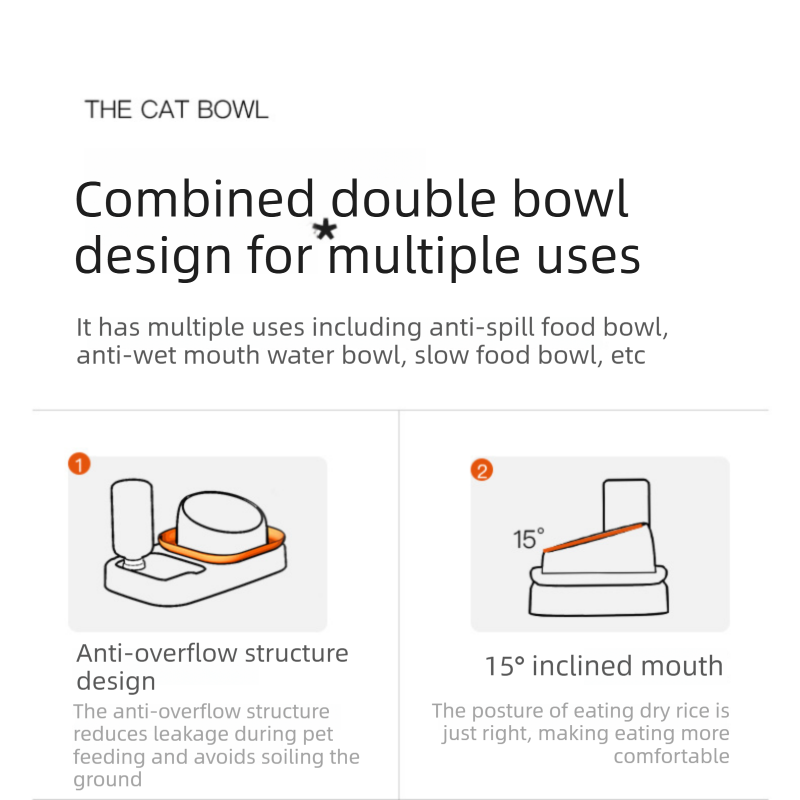Grey and White Cat & Dog Feeding Station with Water Dispenser – Elevated view 3