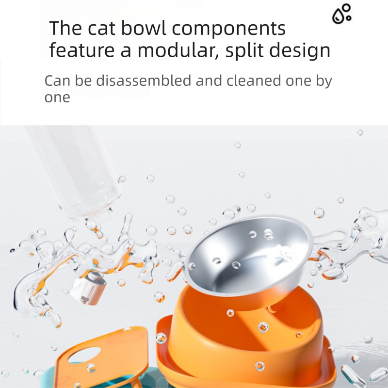 Grey and White Cat & Dog Feeding Station with Water Dispenser – Elevated view 10