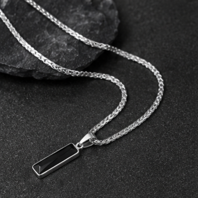 Black Zircon Bar Pendant Necklace 50cm+5cm for Men view 9