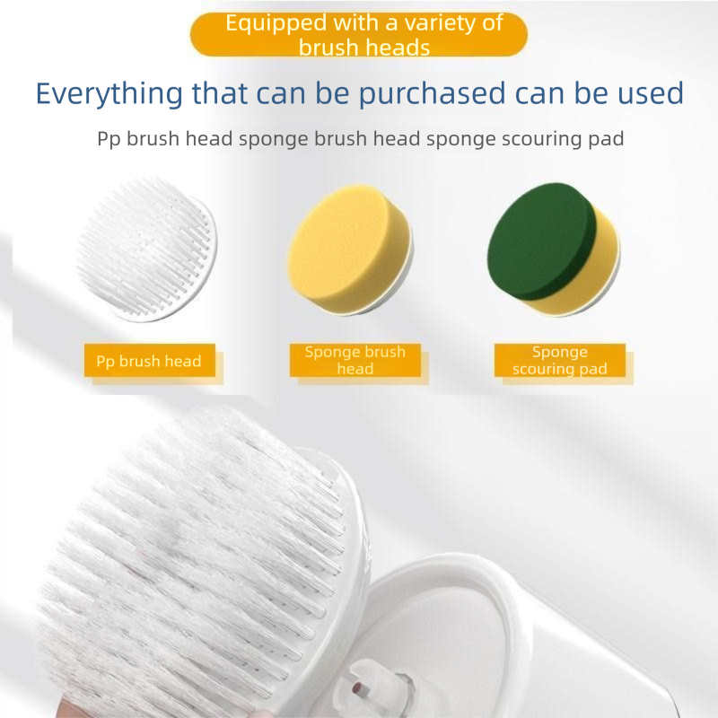 4-piece White Electric Spin Scrubber Cordless Cleaning Brush（Includes three view 5