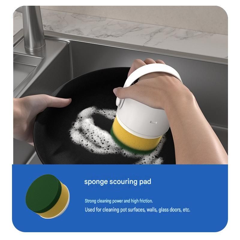 4-piece White Electric Spin Scrubber Cordless Cleaning Brush（Includes three view 7