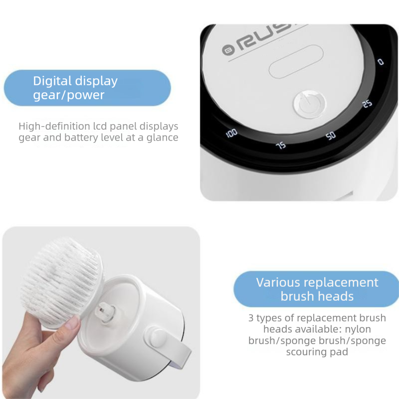 4-piece Green Electric Spin Scrubber Cordless Cleaning Brush（Includes three view 12