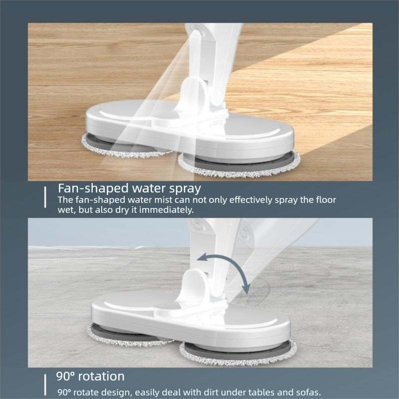 S5 White Cordless Electric Spin Mop with Spray Function USB Rechargeable Floor view 8