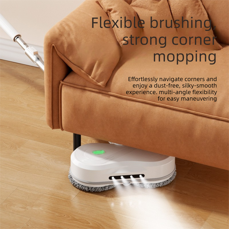 White Cordless Electric Spray Mop with LED Light Adjustable Handle Wireless view 2