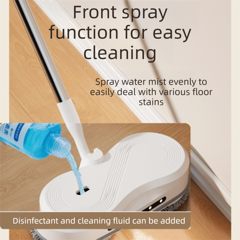 White Cordless Electric Spray Mop with LED Light Adjustable Handle Wireless view 9
