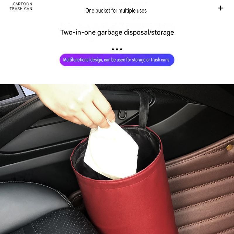 Black Car Trash Can - Foldable Dual-Layer Waterproof Car Garbage Bin view 3