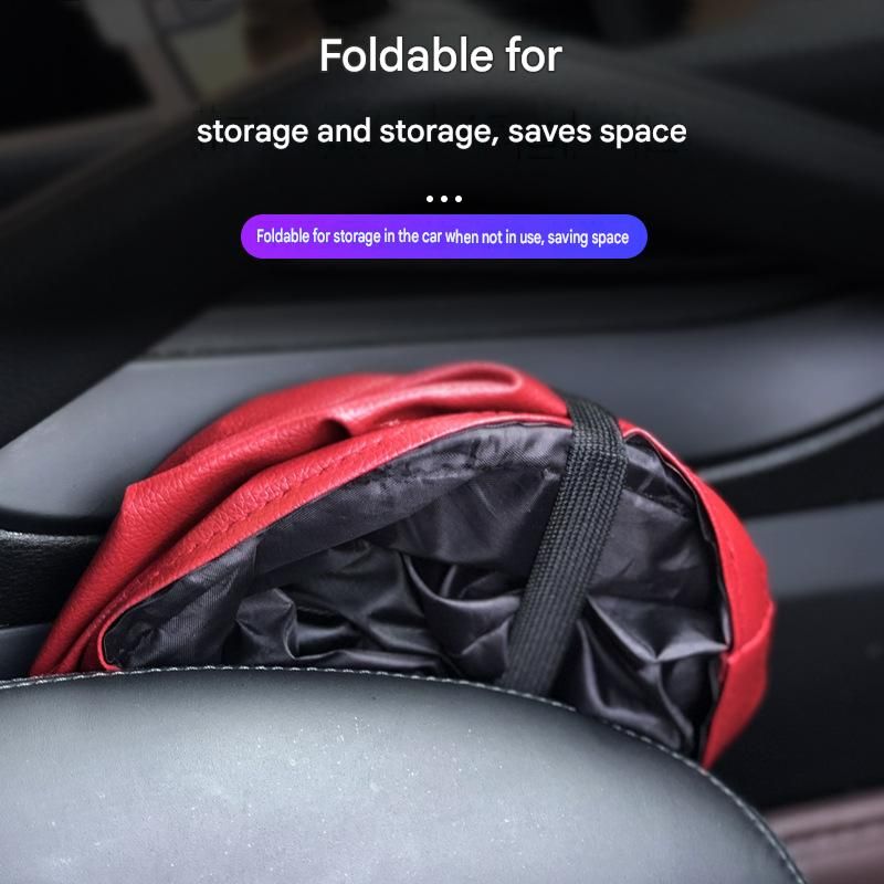 Red Car Trash Can - Foldable Dual-Layer Waterproof Car Garbage Bin view 2