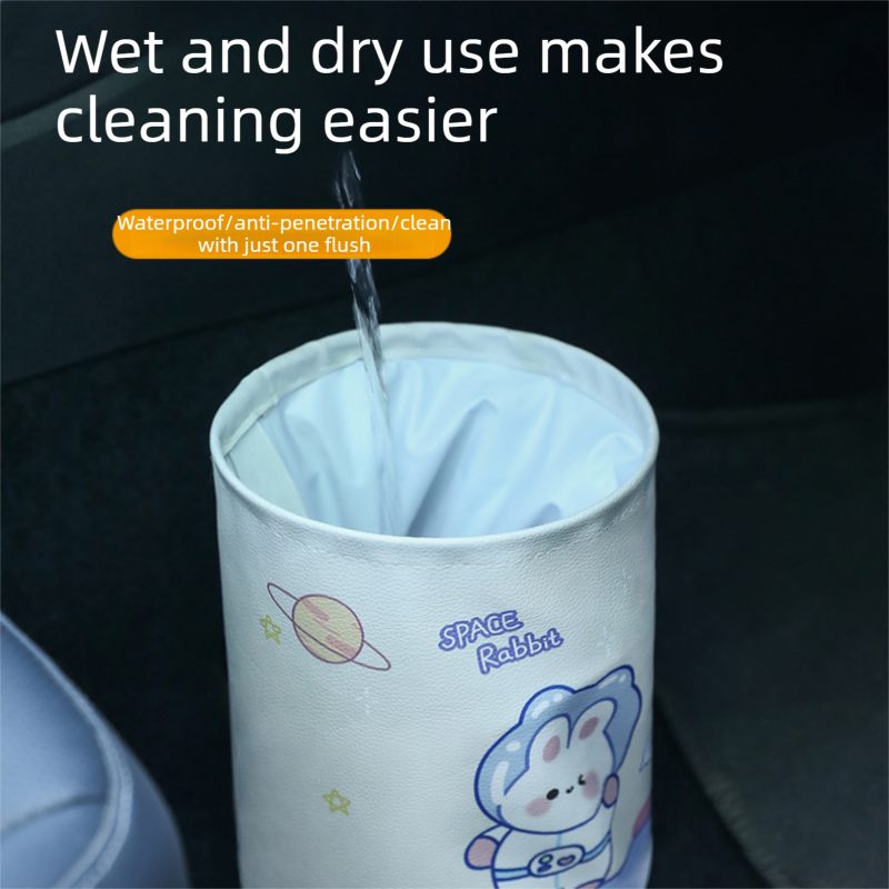 Space rabbit pattern Car Trash Can - Foldable Dual-Layer Waterproof Car view 8