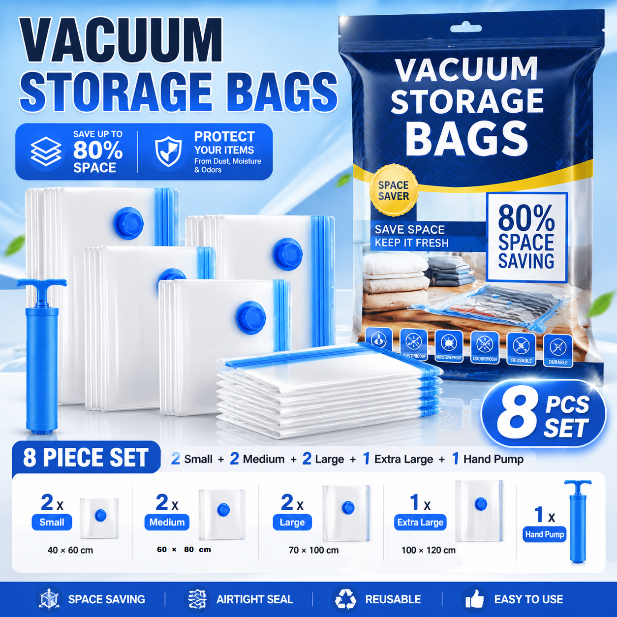 8-piece Vacuum Storage Bags Set(2 small