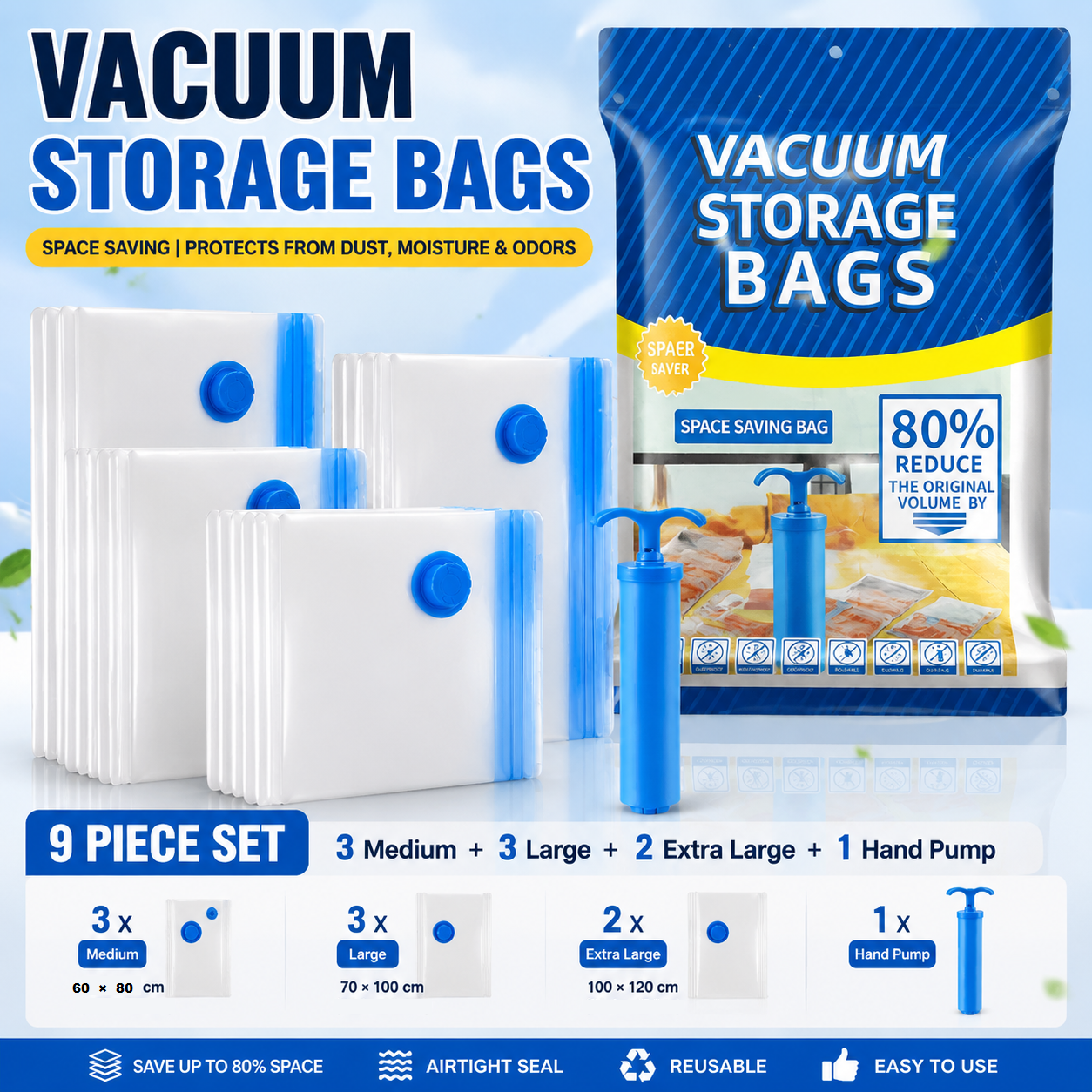 9-piece Vacuum Storage Bags Set(3 medium