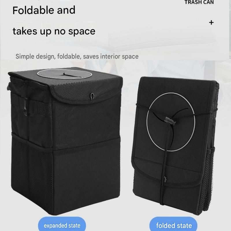 Black small size 15*17*25cm Car Trash Bin with Oxford Cloth Construction view 5
