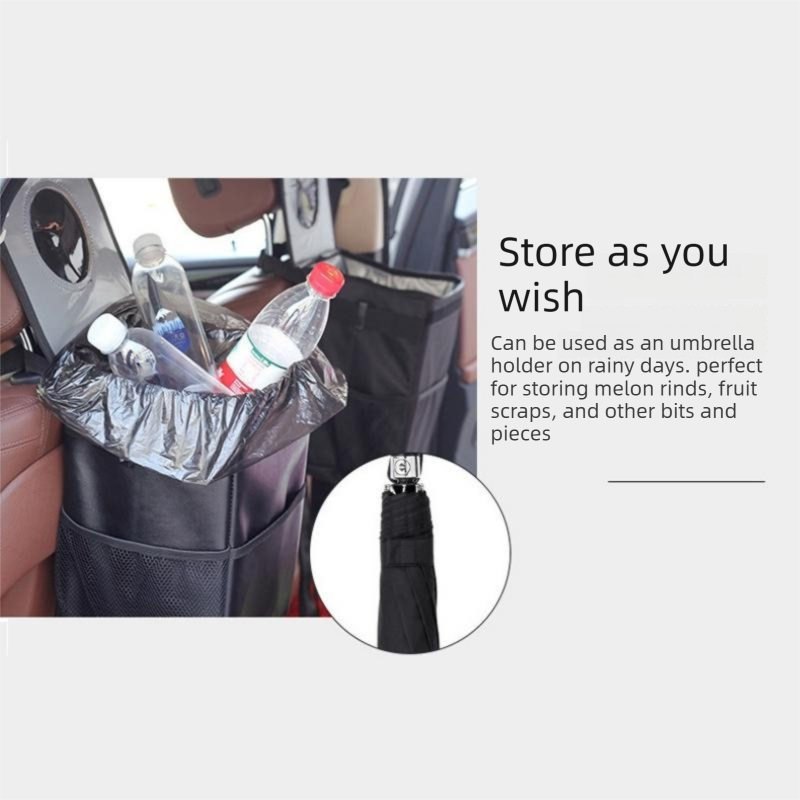 Black small size 15*17*25cm Car Trash Bin with Oxford Cloth Construction view 11