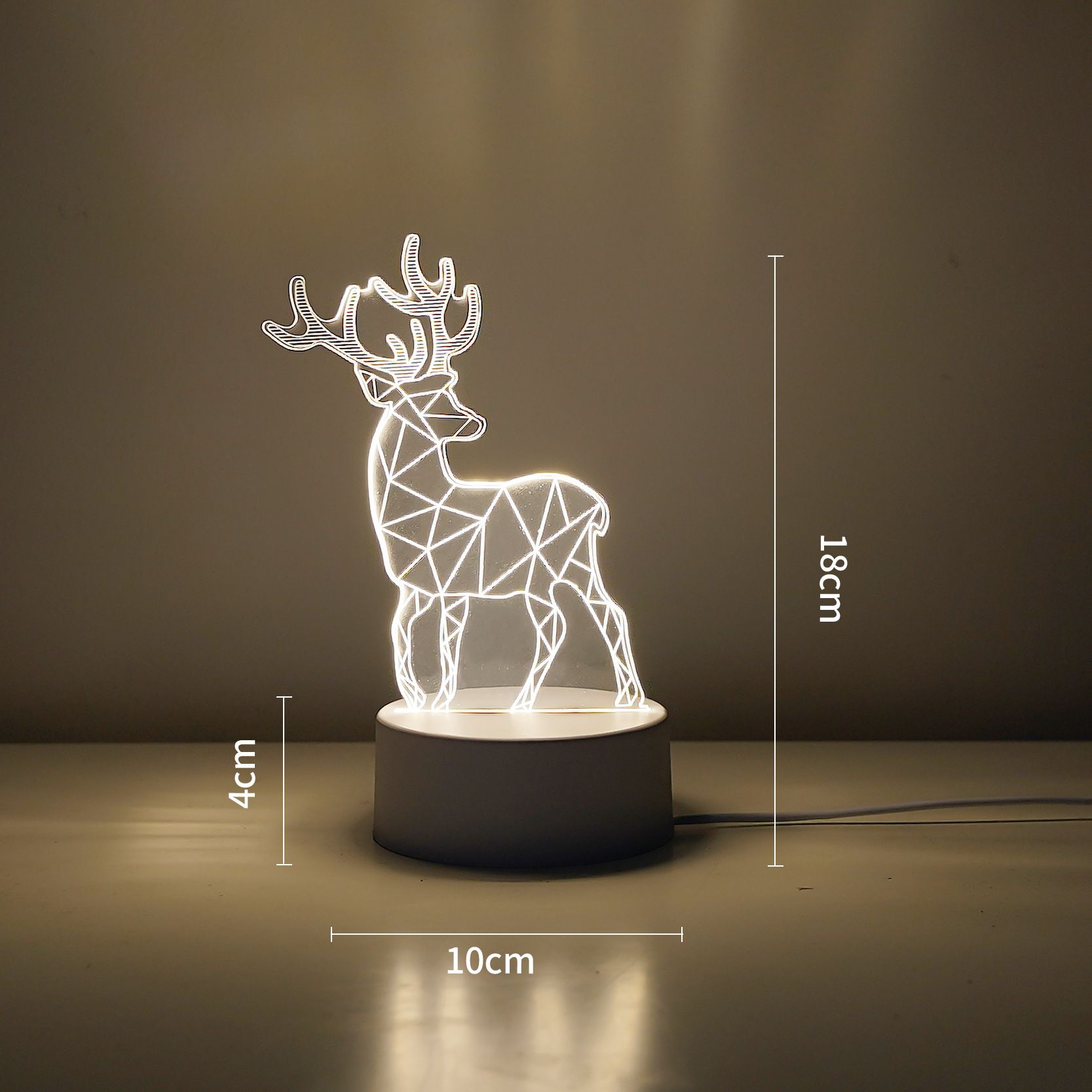Reindeer style Creative Acrylic LED Night Light - Warm White Ambient Table Lamp view 4