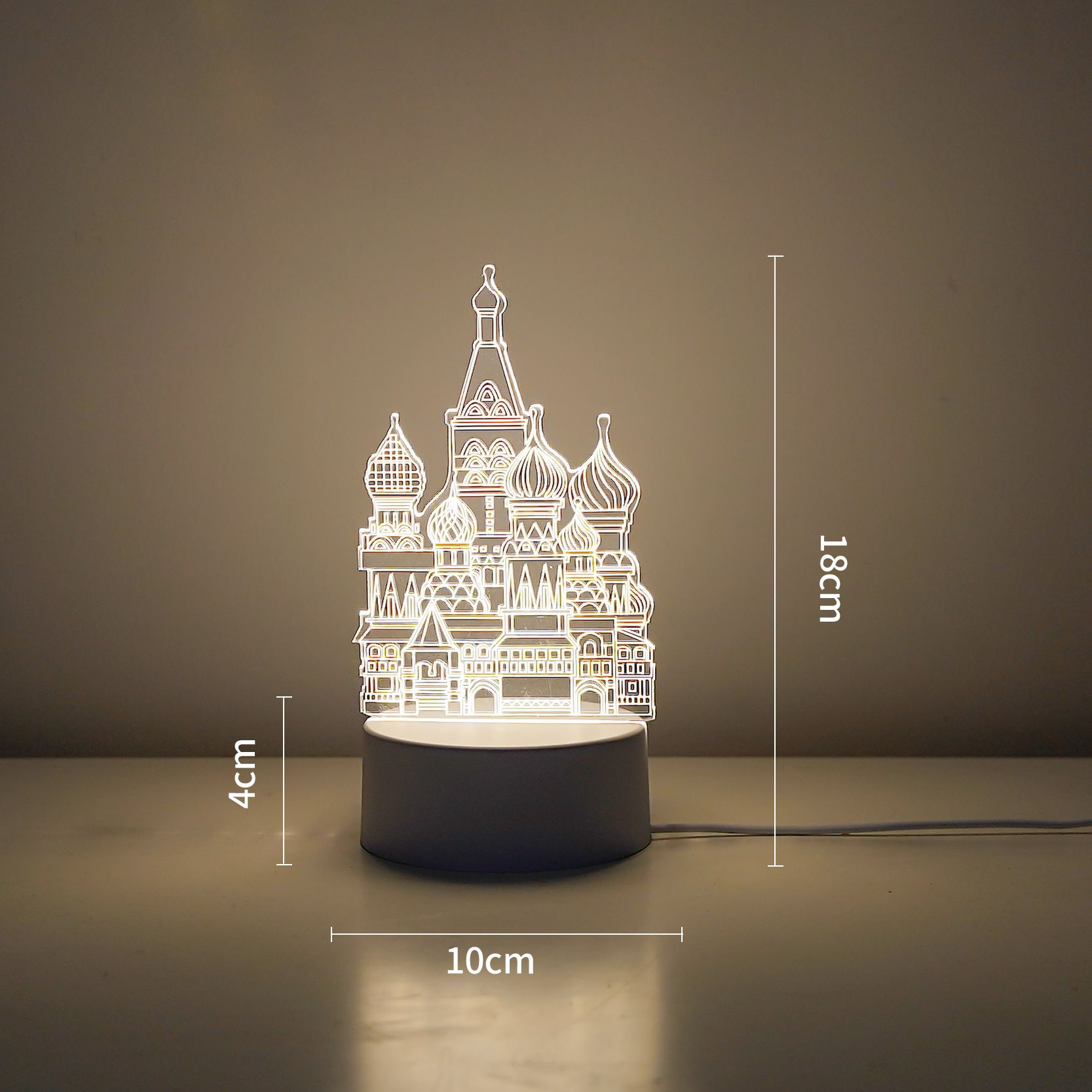 Castle Style Creative Acrylic LED Night Light - Warm White Ambient Table Lamp view 4
