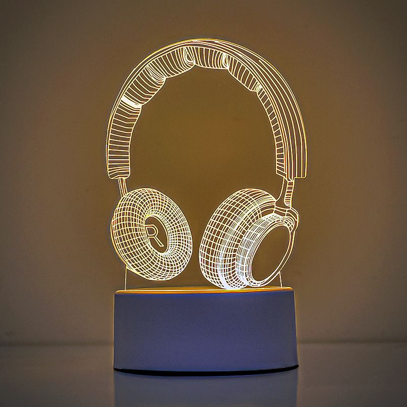 Headphone version Creative Acrylic LED Night Light - Warm White Ambient Table Lamp view 5