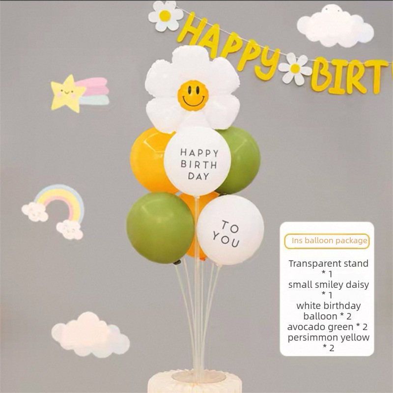 3-pcs Birthday Party Decoration Set with 2-pack Smiley Daisy Balloon view 4